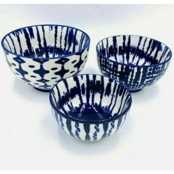 West Elm Other - West Elm Indigo Tie-Dye 3 Bowl Set NIB